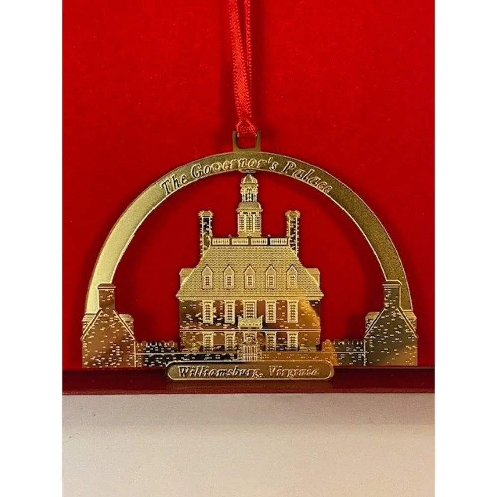 Williamsburg Virginia Governor's Palace Brass Christmas Ornament in Box Gold